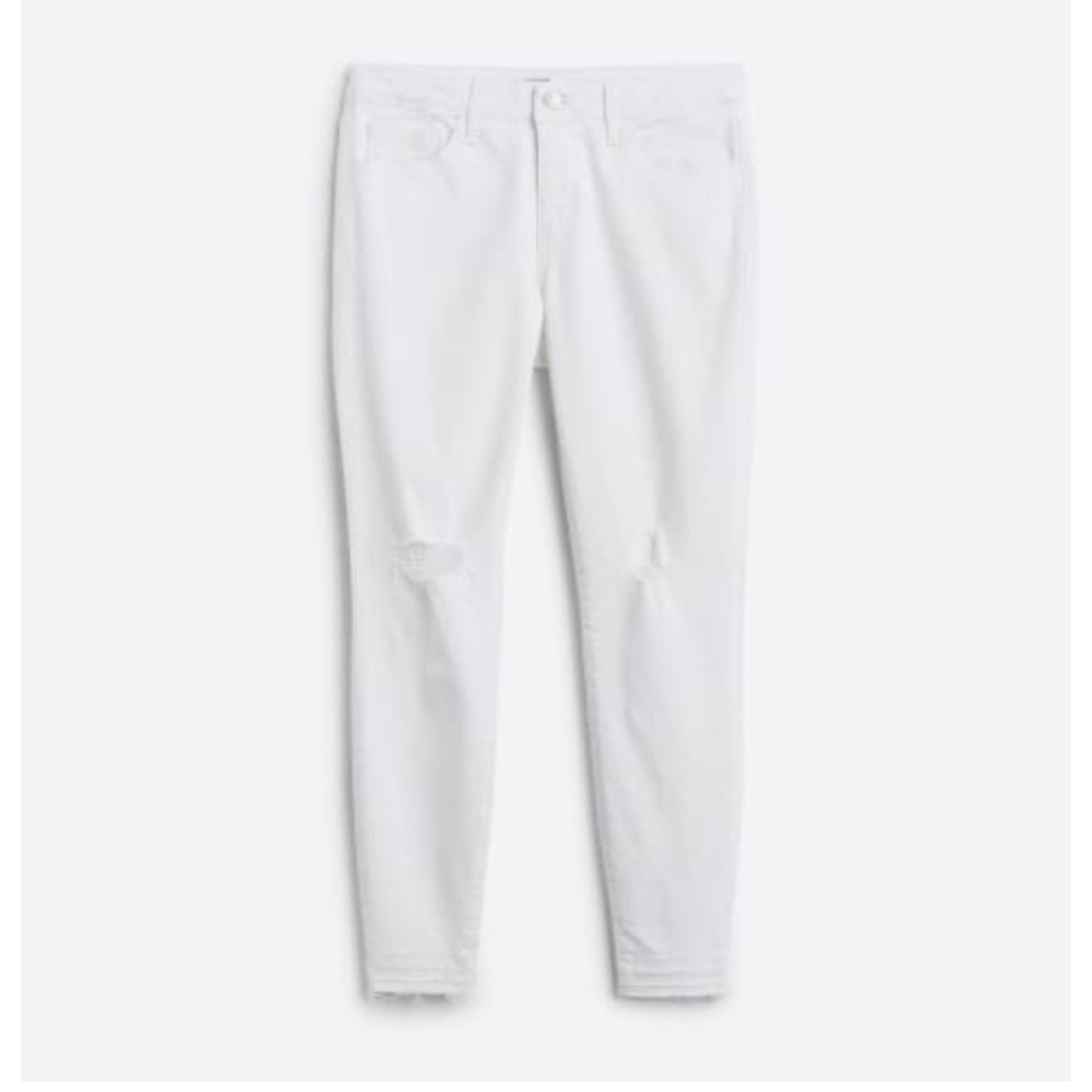 Just Black, distressed white jeans